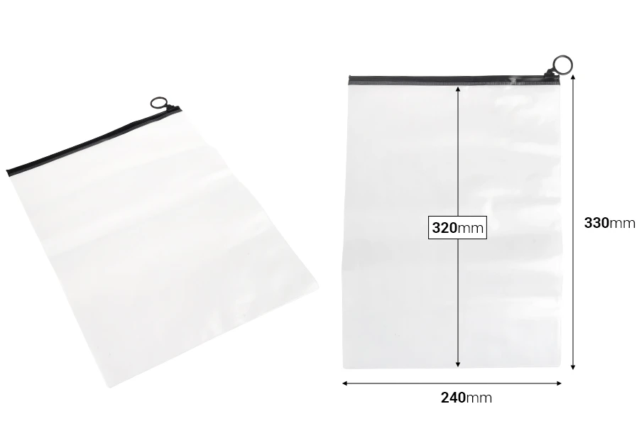 Poluprovidna kesica (PVC) 240x330 mm sa crnim patent  (zip) zatvaračem - 12 kom