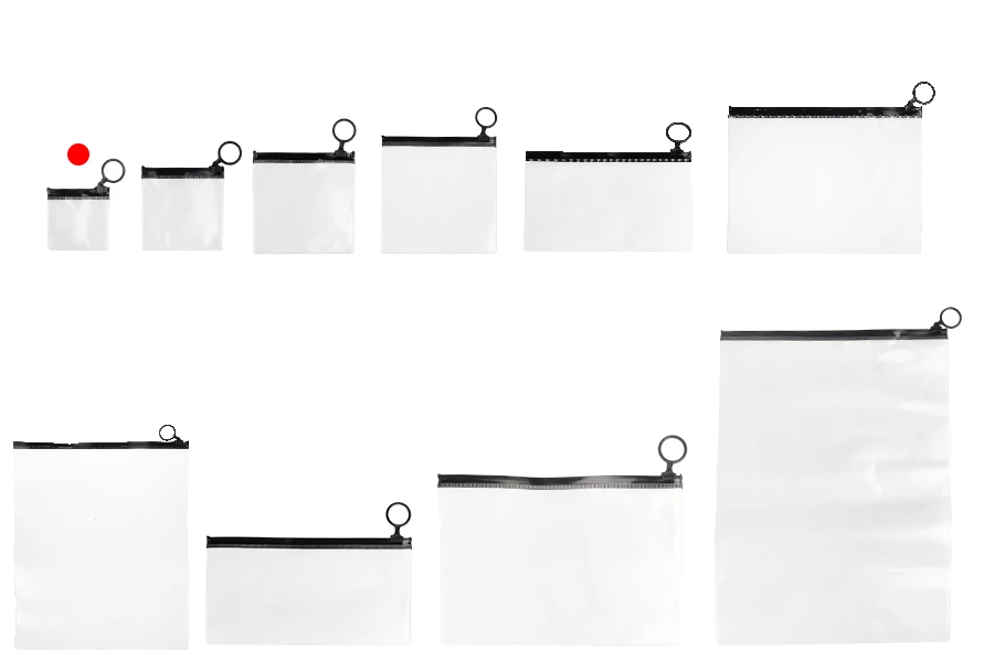 Poluprovidna kesica (PVC) 60x60 mm sa crnim patent (zip) zatvaračem - 12 kom Poluprovidna kesica (PVC) 60x60 mm sa crnim patent (zip) zatvaračem - 12 kom