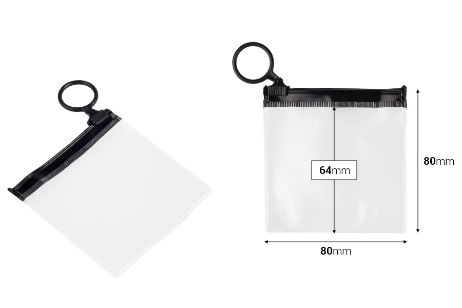 Poluprovidna kesica (PVC) 80x80 mm sa crnim patent (zip) zatvaračem - 12 kom Poluprovidna kesica (PVC) 80x80 mm sa crnim patent (zip) zatvaračem - 12 kom