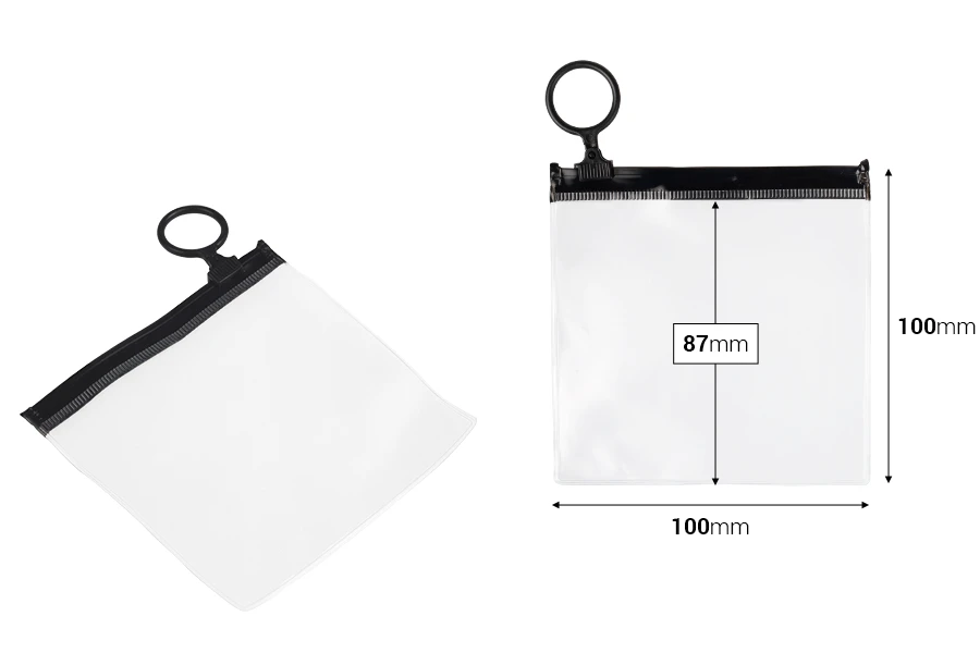 Poluprovidna kesica (PVC) 100x100 mm sa crnim patent  (zip) zatvaračem - 12 kom