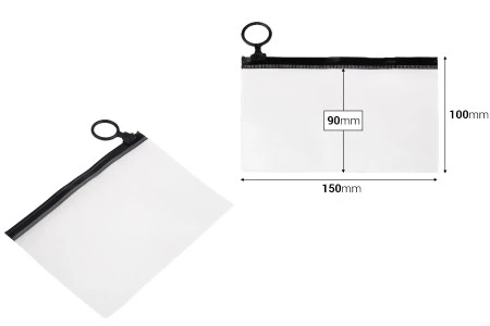 Poluprovidna kesica (PVC) 150x100 mm sa crnim patent  (zip) zatvaračem - 12 kom-2