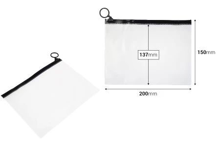 Poluprovidna kesica (PVC) 200x150 mm sa crnim patent  (zip) zatvaračem - 12 kom-2