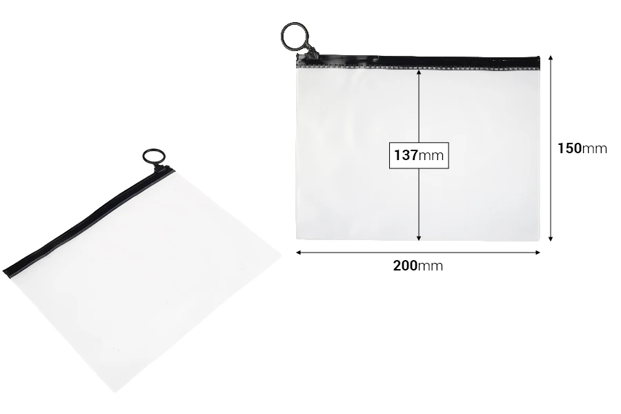 Poluprovidna kesica (PVC) 200x150 mm sa crnim patent (zip) zatvaračem - 12 kom Poluprovidna kesica (PVC) 200x150 mm sa crnim patent (zip) zatvaračem - 12 kom