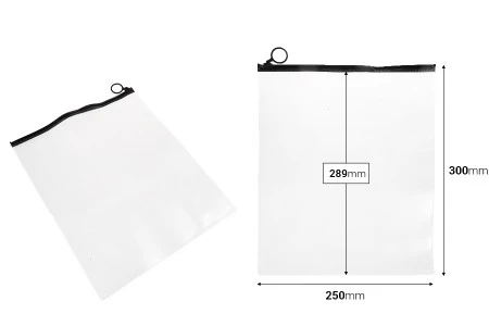 Poluprovidna kesica (PVC) 250x300 mm sa crnim patent  (zip) zatvaračem - 12 kom-2