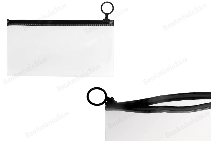 Poluprovidna kesica (PVC) 190x100 mm sa crnim patent  (zip) zatvaračem - 12 kom-slika_proizvoda