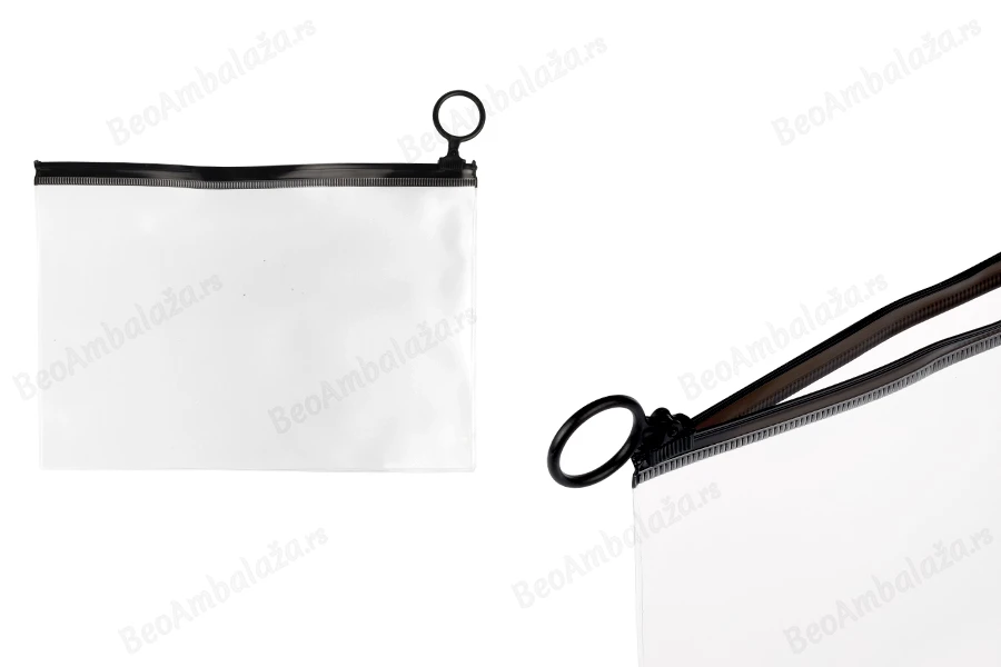 Poluprovidna kesica (PVC) 200x140 mm sa crnim patent  (zip) zatvaračem - 12 kom-slika_proizvoda