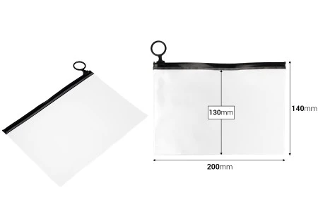 Poluprovidna kesica (PVC) 200x140 mm sa crnim patent  (zip) zatvaračem - 12 kom-2