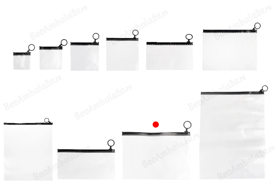 Poluprovidna kesica (PVC) 200x140 mm sa crnim patent  (zip) zatvaračem - 12 kom-grupa_slika