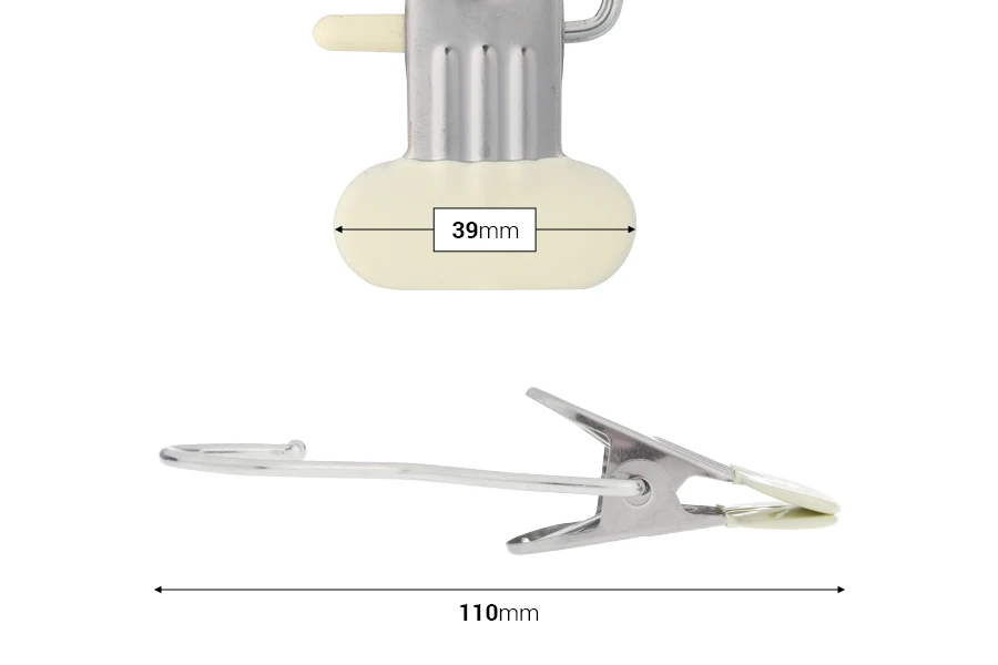 Metalna kuka sa bež klipom 110x38 mm-dimenzije_slike