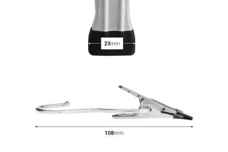 Metalna kuka sa crnim klipom 110x38 mm-dimenzije_slike