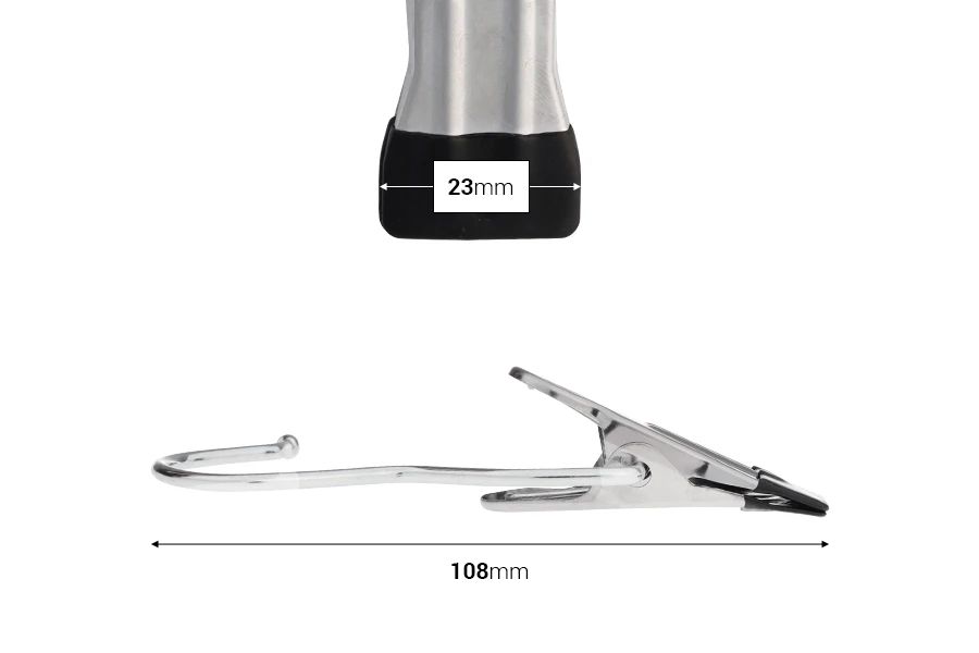 Metalna kuka sa crnim klipom 110x38 mm-dimenzije_slike