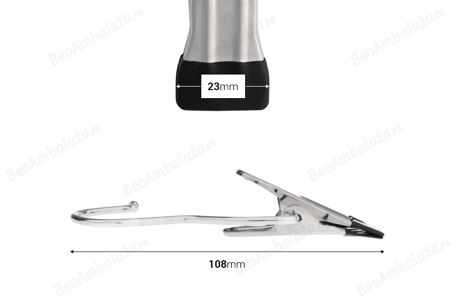 Metalna kuka sa crnim klipom 110x38 mm-dimenzije_slike