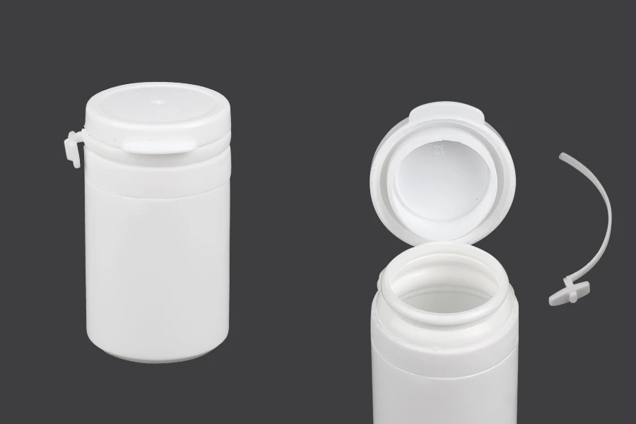 Bela plastična kutijica 30mL sa sigurnosnim klik poklopcem za pilule i kapsule Bela plastična kutijica 30mL sa sigurnosnim klik poklopcem za pilule i kapsule