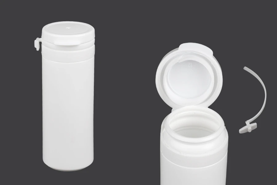 Bela plastična kutijica 50mL sa sigurnosnim klik poklopcem za pilule i kapsule-slika_proizvoda