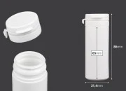 Bela plastična kutijica 50mL sa sigurnosnim klik poklopcem za pilule i kapsule-dimenzije_slike