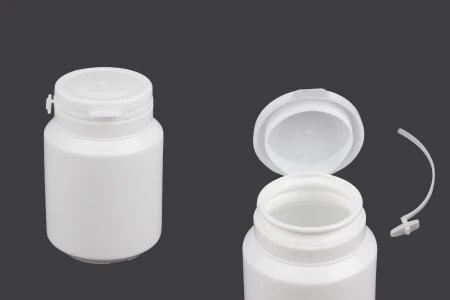 Bela plastična kutijica 100mL sa sigurnosnim klik poklopcem za pilule i kapsule-1