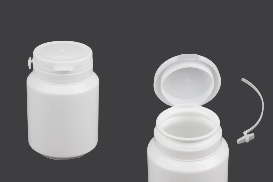 Bela plastična kutijica 100mL sa sigurnosnim klik poklopcem za pilule i kapsule-slika_proizvoda