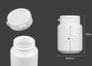 Bela plastična kutijica 100mL sa sigurnosnim klik poklopcem za pilule i kapsule-dimenzije_slike