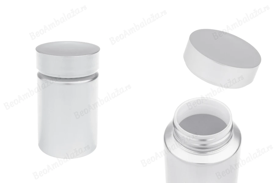 Plastična srebrna PET kutijica 100mL za lekove i kapsule - 12 kom-slika_proizvoda