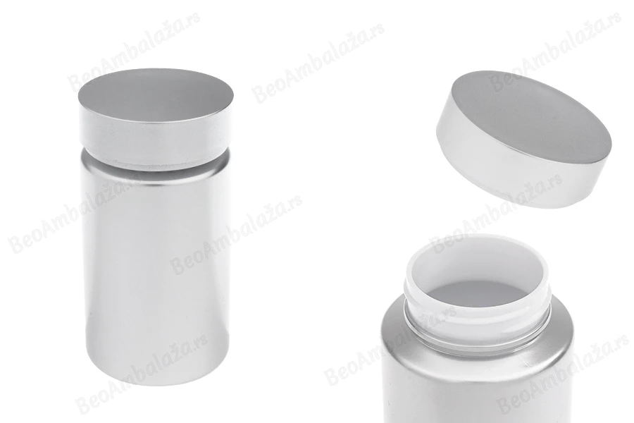 Plastična srebrna PET kutijica 120mL za lekove i kapsule - 12 kom-slika_proizvoda