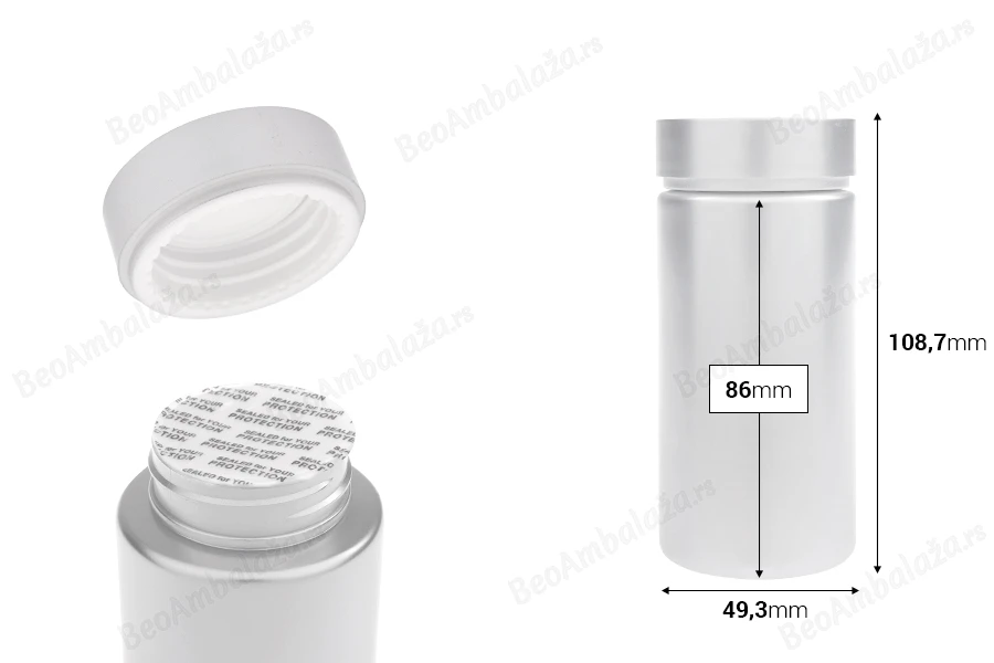 Plastična srebrna PET kutijica 180mL za lekove i kapsule - 12 kom-dimenzije_slike