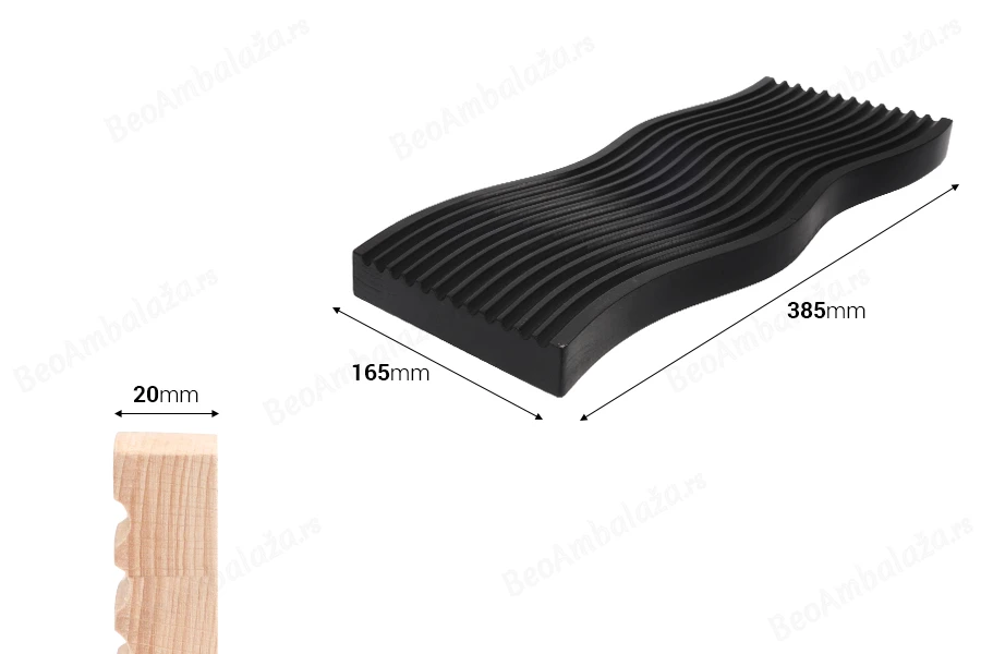 Drveni rekvizit u obliku talasa za fotografije i dekoraciju 385x165x20mm, u prirodnoj ili crnoj boji-dimenzije_slike