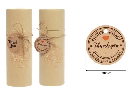 Papirne kartice „Τhank you“ sa rupicom i kanapom - 100 kom-2