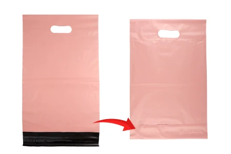 Kurirske vodootporne PE transportne kese 260x330 mm roze boje, sa samolepljivim zatvaranjem i ručkom - 100 kom-5