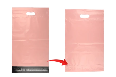 Kurirske vodootporne PE transportne kese 300x400 mm roze boje, sa samolepljivim zatvaranjem i ručkom - 100 kom-5