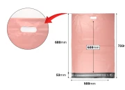 Kurirske vodootporne PE transportne kese 500x600 mm roze boje, sa samolepljivim zatvaranjem i ručkom - 100 kom Kurirske vodootporne PE transportne kese 500x600 mm roze boje, sa samolepljivim zatvaranjem i ručkom - 100 kom