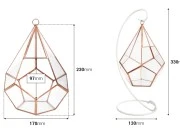 Stakleni ukrasni svećnjak koji se kači, sa metalnim postoljem-dimenzije_slike