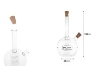 Staklena okrugla dvostruka flaša 460mL, sa dva plutana čepa. Ručno izrađena od duvanog stakla-dimenzije_slike