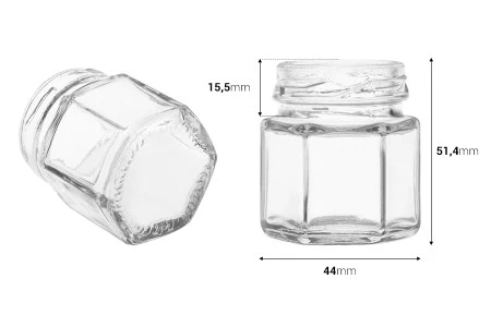 Staklena šestougaona teglica 30mL-3