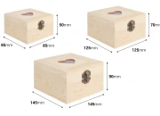 Set drvenih kutija sa prozorom u obliku srca i metalnom kopčom, u 3 veličine (S-M-L)-dimenzije_slike