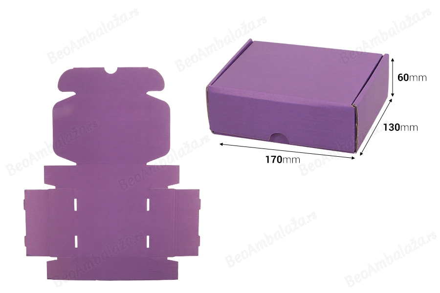 Kartonska kutija 170x130x60mm bez prozora, u više boja - 20 kom-dimenzije_slike