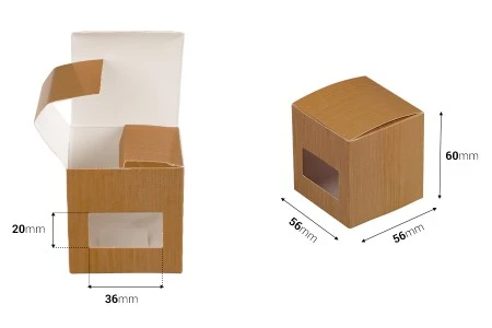 Kartonska braon kutija 56x56x60mm sa prozorom - 50 kom-2