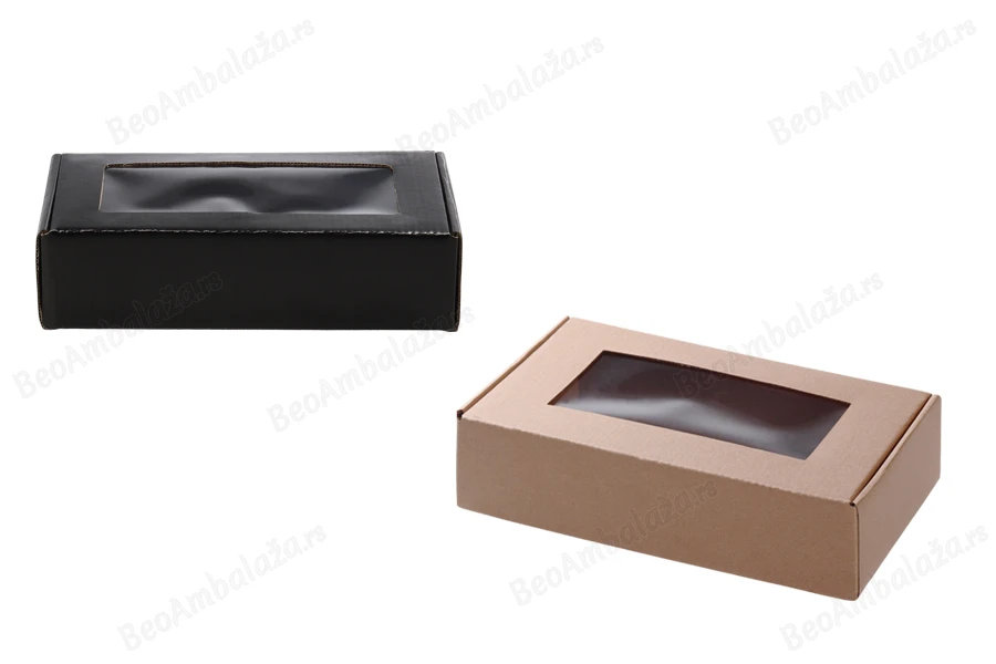 Kutija od kraft papira 240x130x60mm sa prozorom - 20 kom-slika_proizvoda