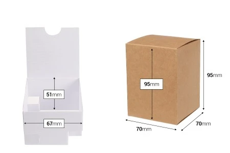 Kraft braon kutija 70x70x95mm, sa belim unutrašnjim kartonskim dodatkom - 50 kom-2