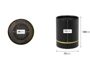 Cilindrična crna kartonska kutijica sa zlatnim detaljem 100x75mm za bočice-dimenzije_slike