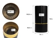 Cilindrična crna kartonska kutijica sa zlatnim detaljem 155x74mm za bočice