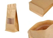 Kraft DoyPack kesice 100x60x200 mm sa zip zatvaranjem, prozorom, unutrašnjom i spoljašnjom providnom oblogom i mogućnošću termo zatvaranja - 50 kom Kraft DoyPack kesice 100x60x200 mm sa zip zatvaranjem, prozorom, unutrašnjom i spoljašnjom providnom oblogom i mogućnošću termo zatvaranja - 50 kom