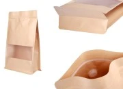 Kesice kraft DoyPack 180x80x280 mm, sa zip zatvaranjem, ventilom, prozorom, unutrašnjim i spoljašnjim providnim premazom i sa mogućnošću termo zatvaranja – 25 kom Kesice kraft DoyPack 180x80x280 mm, sa zip zatvaranjem, ventilom, prozorom, unutrašnjim i spoljašnjim providnim premazom i sa mogućnošću termo zatvaranja – 25 kom