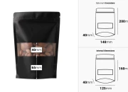 DoyPack kesice sa zip zatvaranjem, prozorom, ovalnim dnom i sa mogućnošću termo zatvaranja 140x40x200mm - 100komada-dimenzije_slike