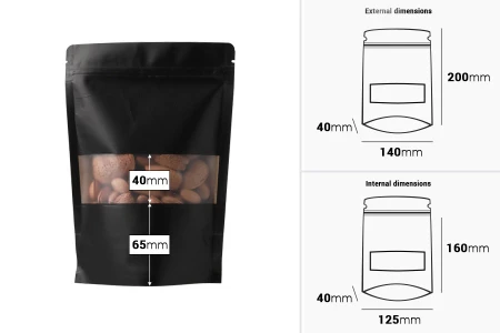 DoyPack kesice sa zip zatvaranjem, prozorom, ovalnim dnom i sa mogućnošću termo zatvaranja 140x40x200mm - 100komada-2