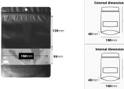 Crna aluminijumska DoyPack kesica sa zip zatvaranjem, prozorom, ovalnim dnom i sa mogućnošću termo lepljenja 180x40x260 mm - 100kom