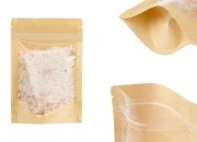 Kraft (14c) DoyPack kesice 100x35x150mm sa providnom prednjom stranom (8c), zip zatvaranjem i mogućnošću termo zatvaranja – 100 kom