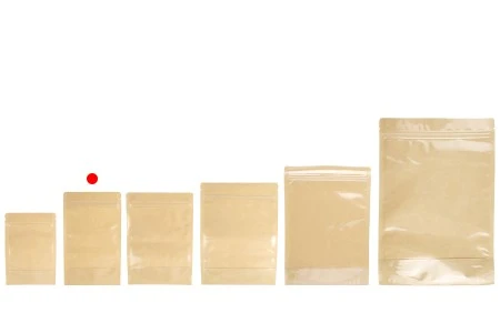 Kraft (14c) DoyPack kesice 120x40x200mm sa providnom prednjom stranom (8c), zip zatvaranjem i mogućnošću termo zatvaranja – 100 kom-5