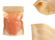 Kraft (14c) DoyPack kesice 140x40x200mm sa providnom prednjom stranom (8c), zip zatvaranjem i mogućnošću termo zatvaranja – 100 kom