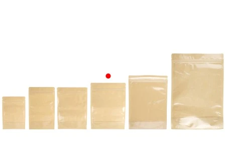 Kraft (14c) DoyPack kesice 160x40x220mm sa providnom prednjom stranom (8c), zip zatvaranjem i mogućnošću termo zatvaranja – 100 kom-5