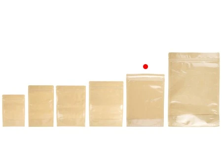 Kraft (14c) DoyPack kesice 180x40x260mm sa providnom prednjom stranom (8c), zip zatvaranjem i mogućnošću termo zatvaranja – 100 kom-5